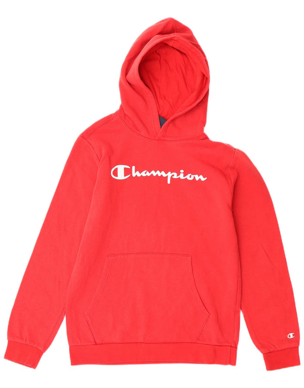 Felpa con cappuccio grafica Champion da bambino 13-14 anni XL in cotone rosso
