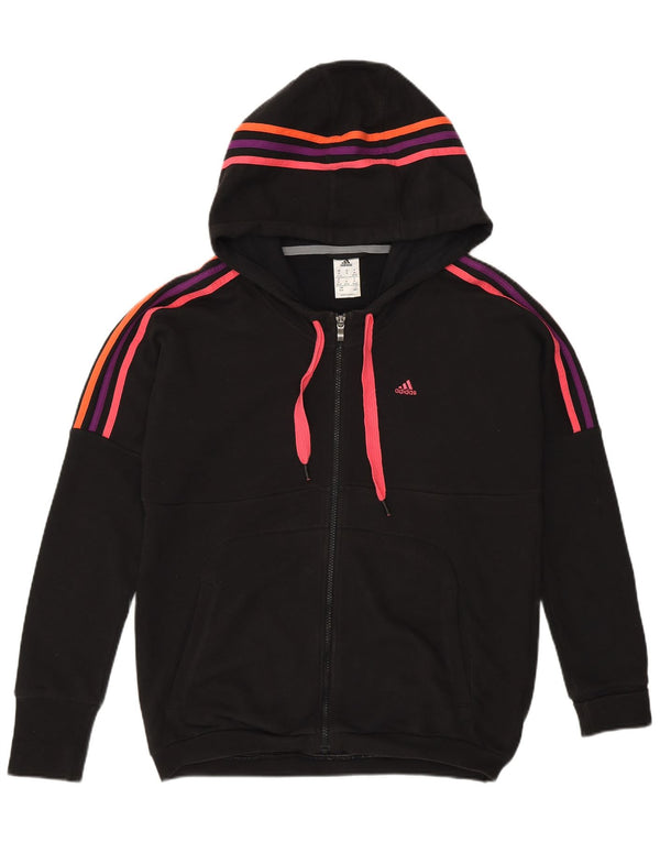 Maglione con cappuccio e zip Adidas Climalite da donna UK 12/14 Cotone nero medio