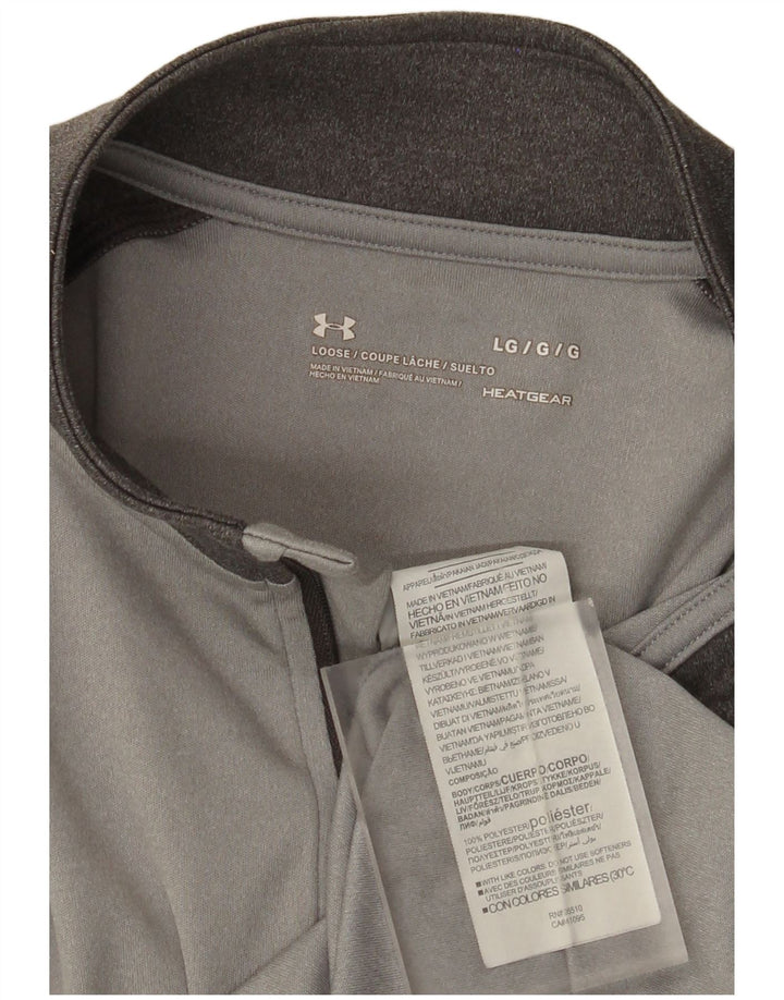 Under Armour Uomo Heat Gear Zip Collo Pullover Tuta Top Grande Grigio