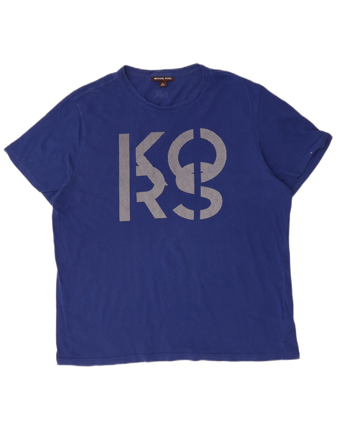 MICHAEL KORS T-shirt grafica da uomo Top XL in cotone blu