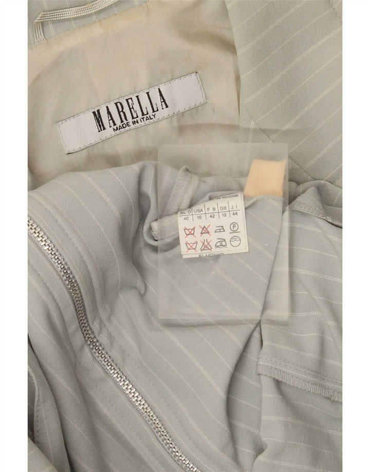 Giacca blazer da donna Marella UK 12 Poliammide a righe verde medio