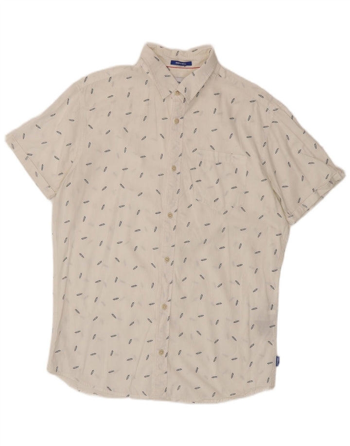 Camicia a maniche corte da uomo Jack & Jones grande in cotone maculato bianco