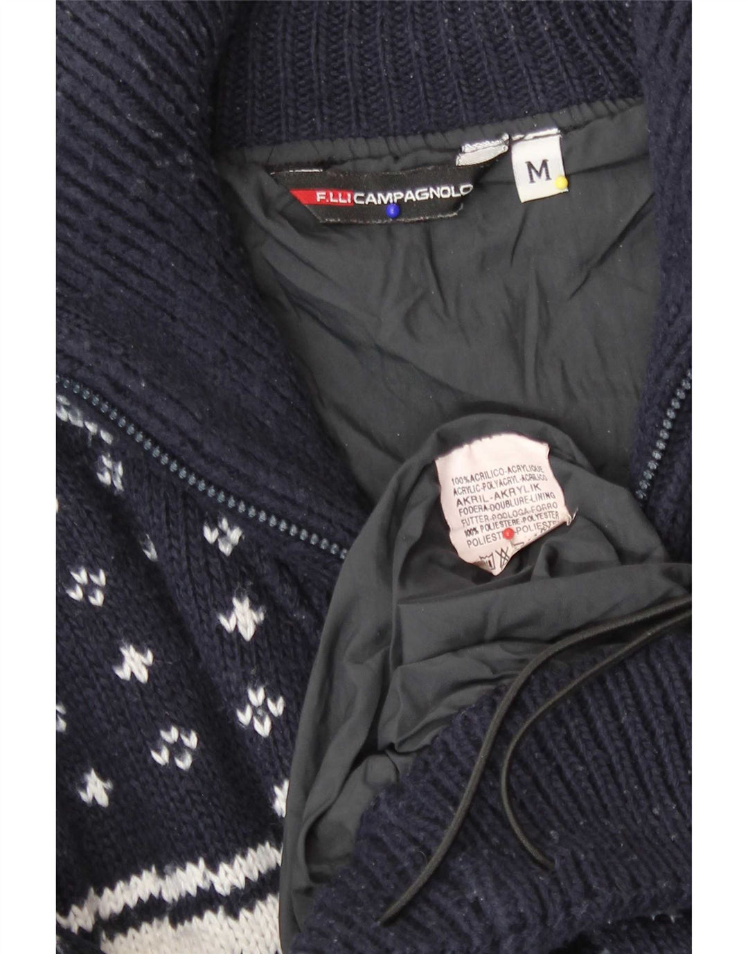 F.LLI Campagnolo Maglione da uomo con zip e collo medio blu navy natalizio