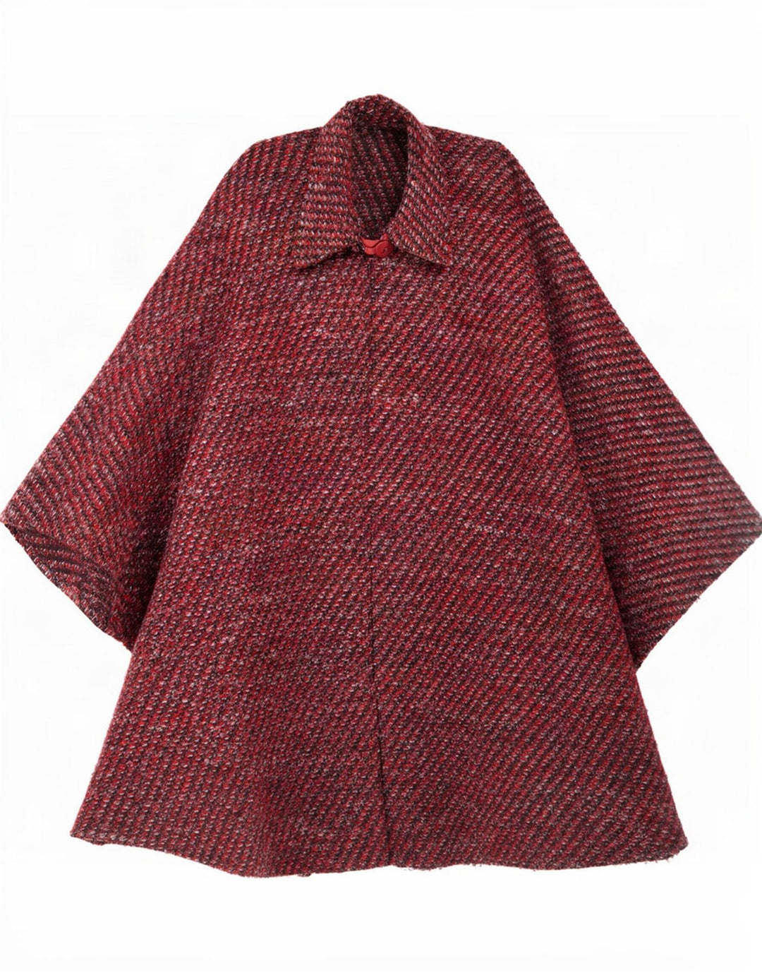 Cappotto a mantella vintage da donna, taglia unica, rosso chiazzato