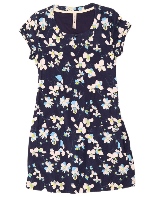 Abito tubino da donna Weird Fish UK 10 Piccolo cotone floreale blu navy