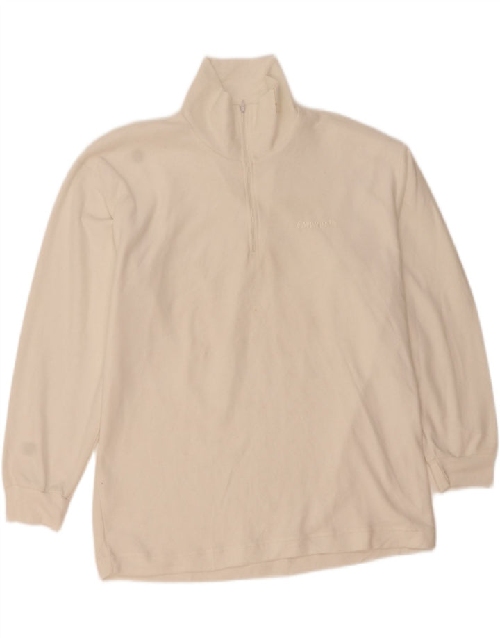 Felpa Campagnolo da uomo con zip e collo, maglione XL, poliestere bianco