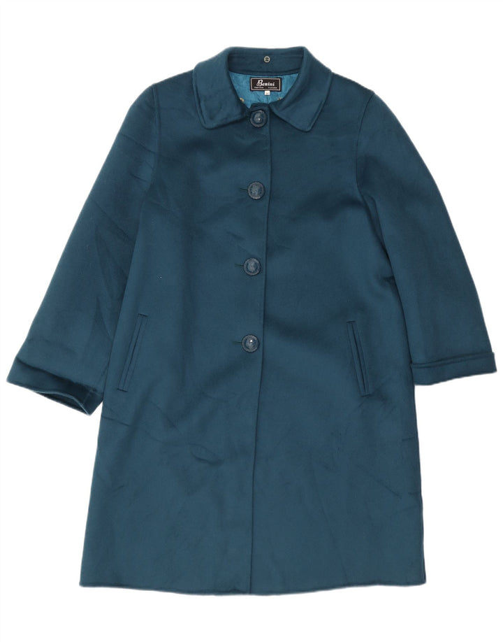 Soprabito vintage da donna IT 46 grande in lana blu navy
