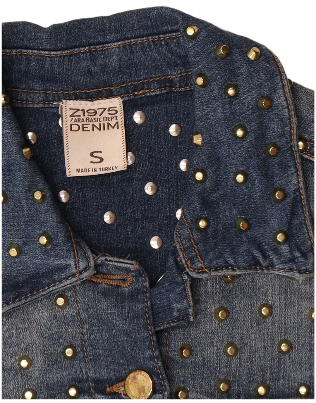 Giacca corta in denim da donna Zara UK 10 piccola in cotone blu