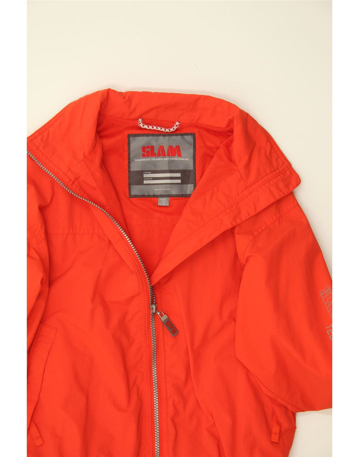 SLAM Womens Graphic Bomber Jacket US 7 Medium Orange Nylon Vintage Slam and Second-Hand Slam from Messina Hembry 