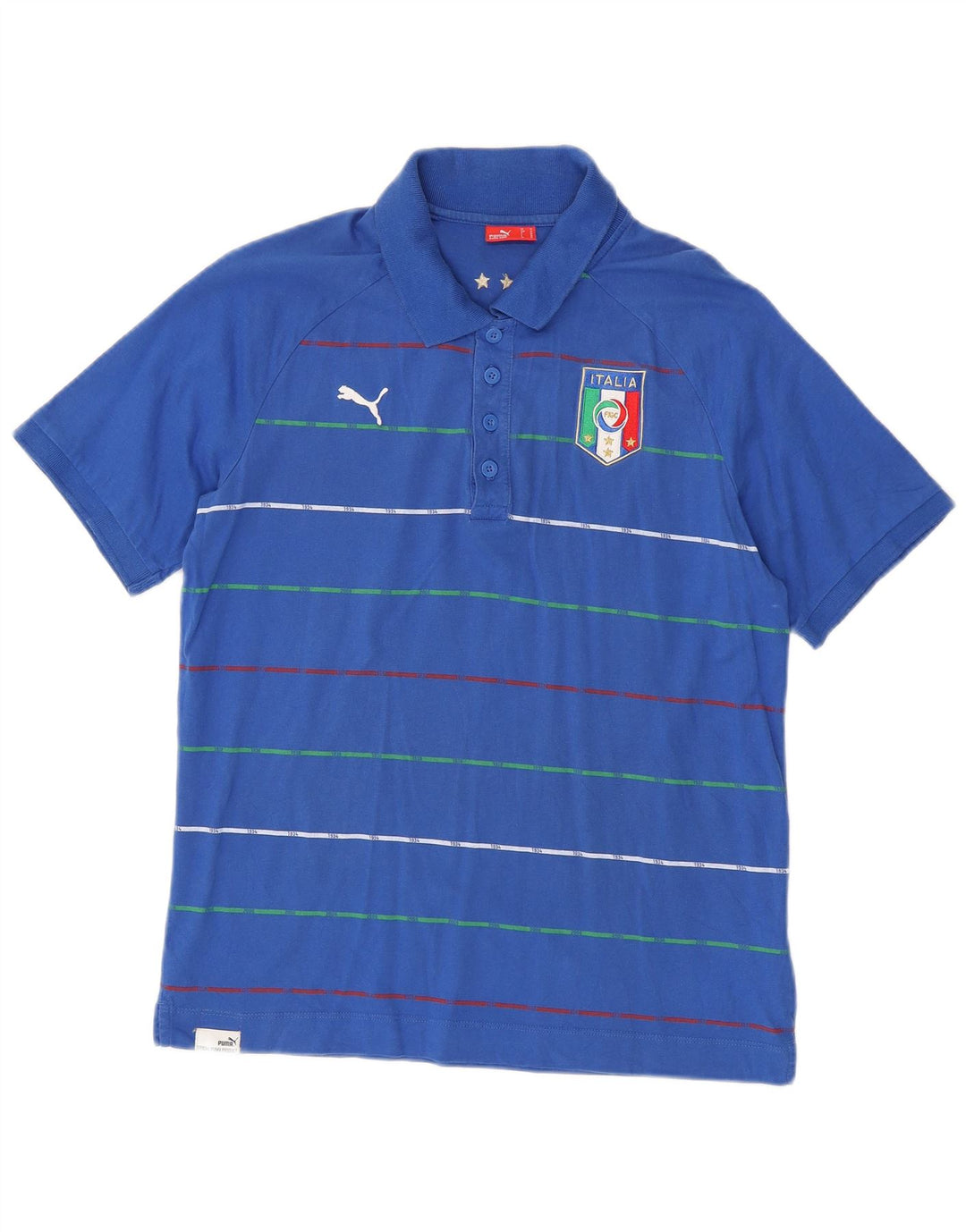 Polo Puma Italia da uomo in cotone a righe blu medio