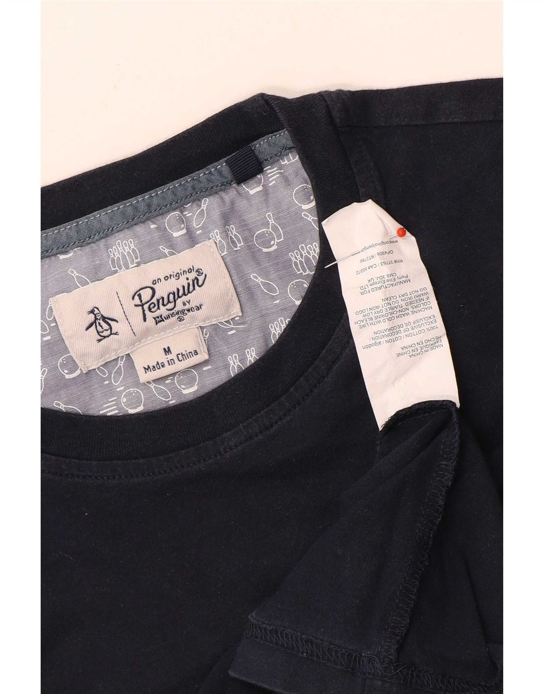 T-shirt da uomo Penguin Top in cotone blu navy medio