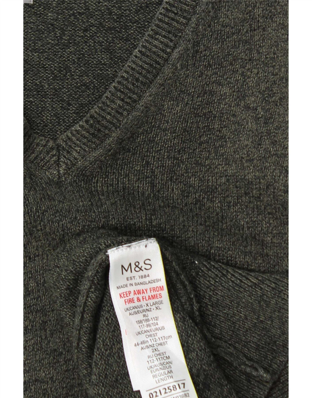 Maglione maglione con scollo a V da uomo Marks & Spencer XL cotone verde