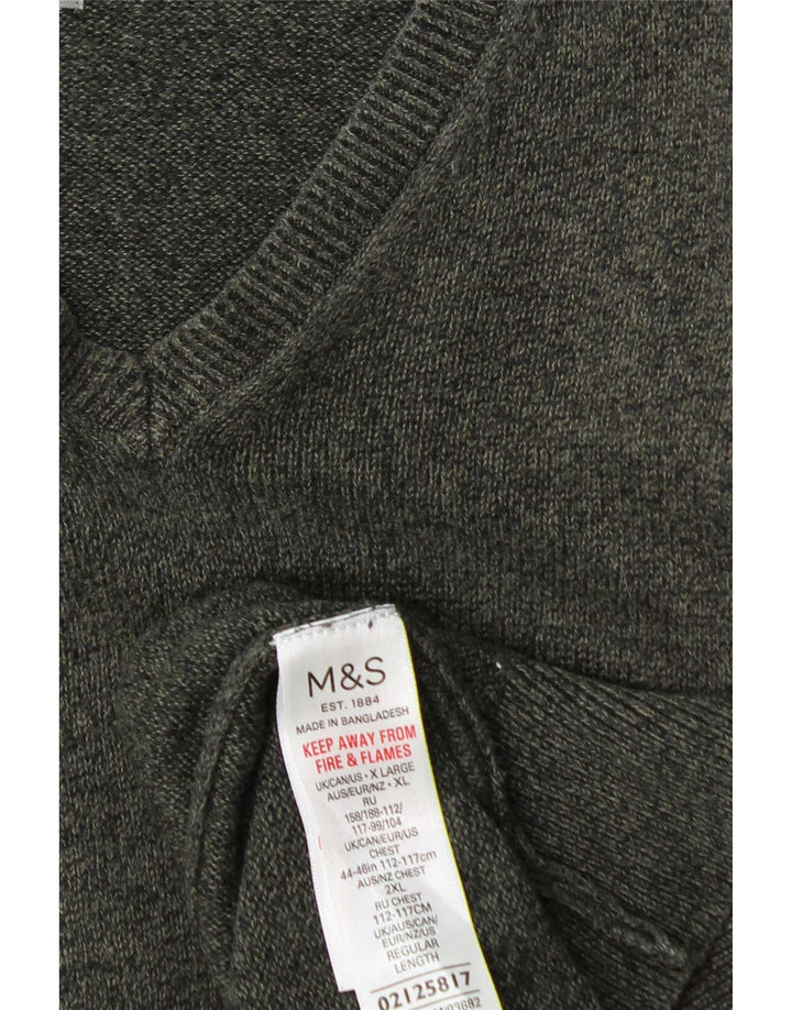 Maglione maglione con scollo a V da uomo Marks & Spencer XL cotone verde