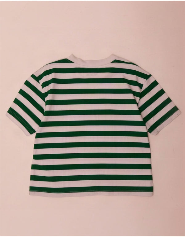 T-shirt corta da donna Zara Top UK 10 piccola in cotone a righe verdi