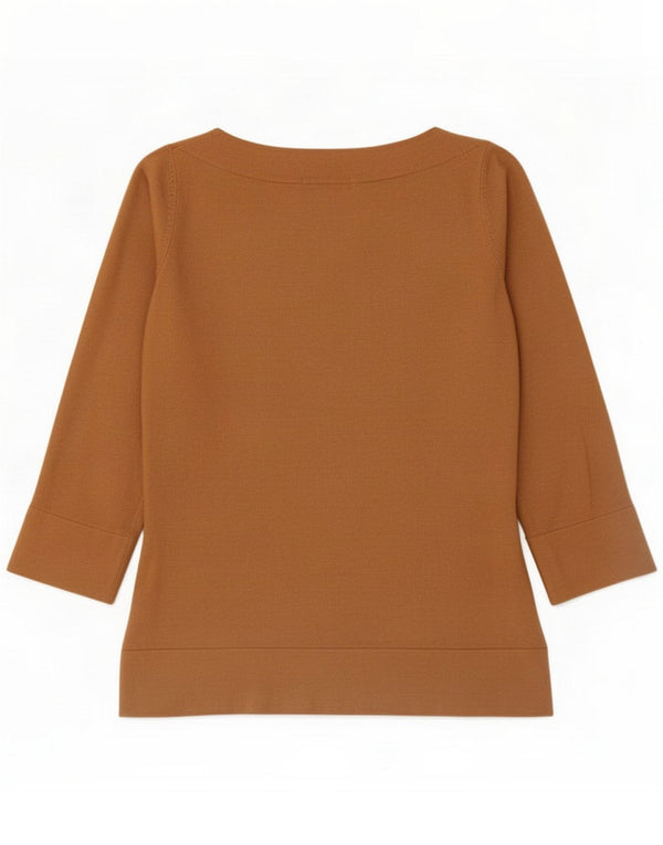 Marks & Spencer Top da donna manica 3/4 UK 10 Small Marrone Viscosa