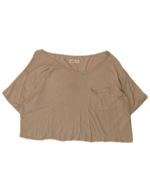 T-shirt corta Hollister da donna UK 14 Viscosa chiazzata beige medio