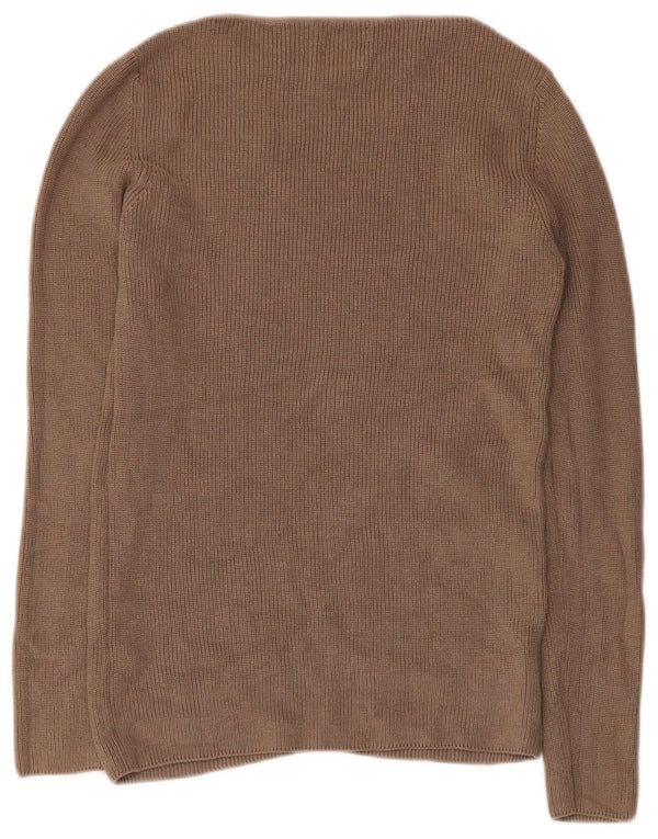 Maglione maglione da donna con scollo a barca Massimo Dutti UK 8 piccolo cotone beige
