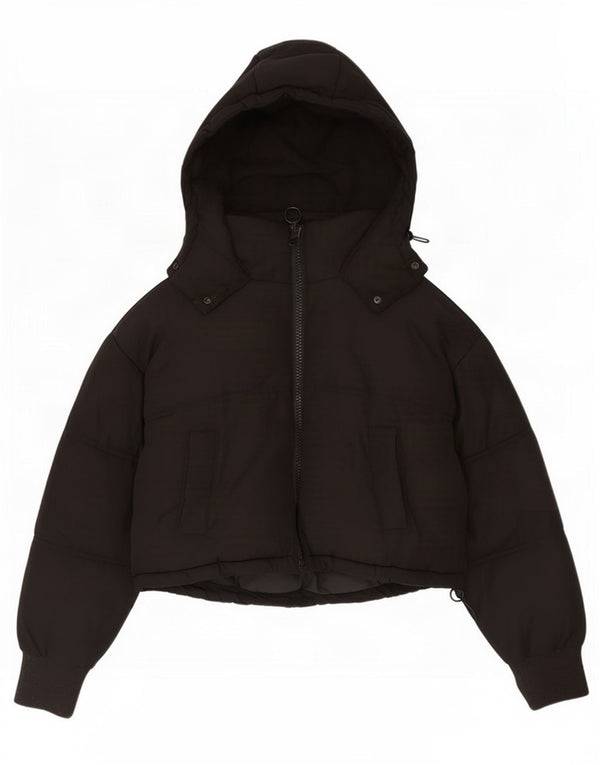 Topshop Giacca imbottita oversize con cappuccio da donna corta UK 8 piccola nera