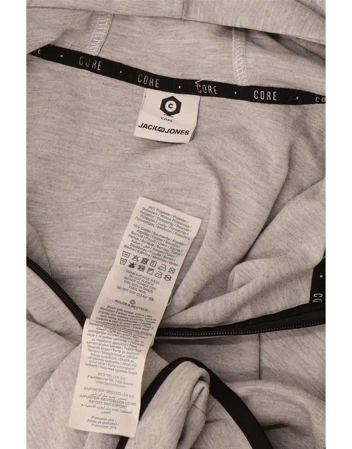Maglione con cappuccio e zip da uomo Jack & Jones in poliestere grigio medio