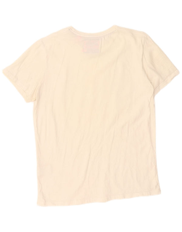 T-shirt grafica da uomo Superdry Top XL in cotone bianco sporco