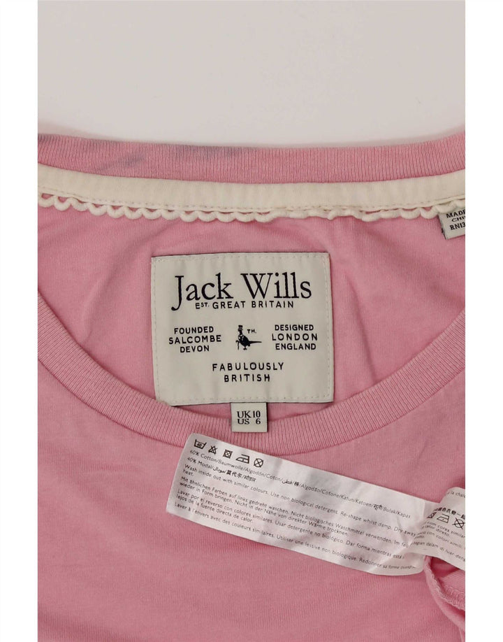 T-shirt oversize da donna Jack Wills Top UK 10 piccolo cotone rosa