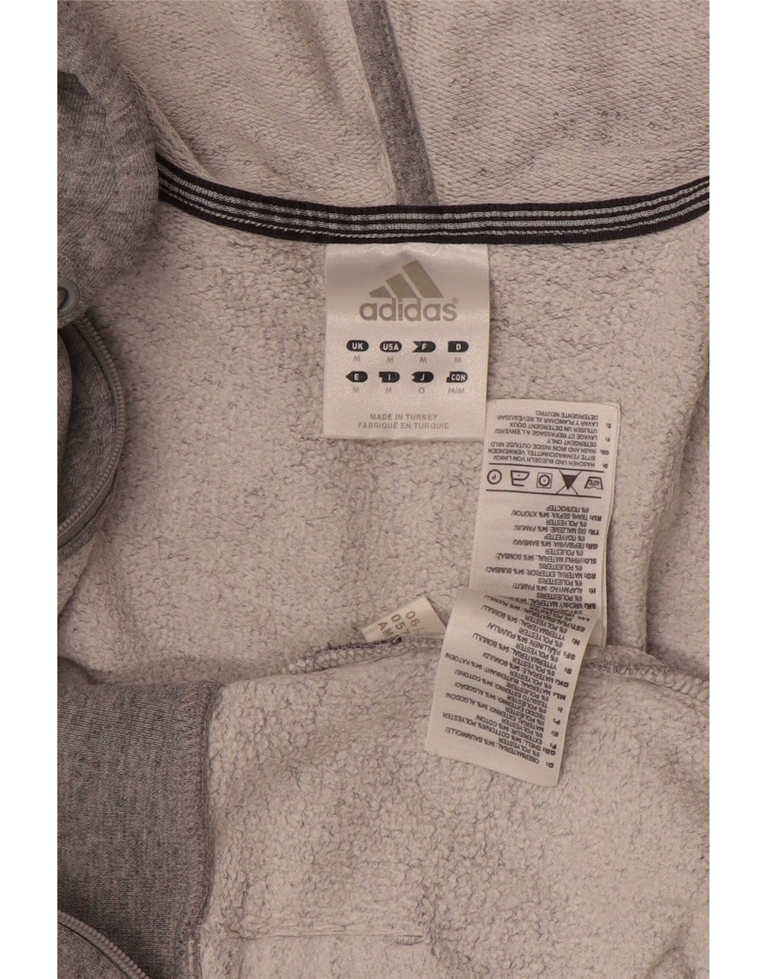 Maglione con cappuccio e zip da uomo ADIDAS in cotone screziato grigio medio
