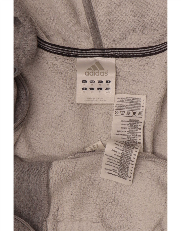 Maglione con cappuccio e zip da uomo ADIDAS in cotone screziato grigio medio
