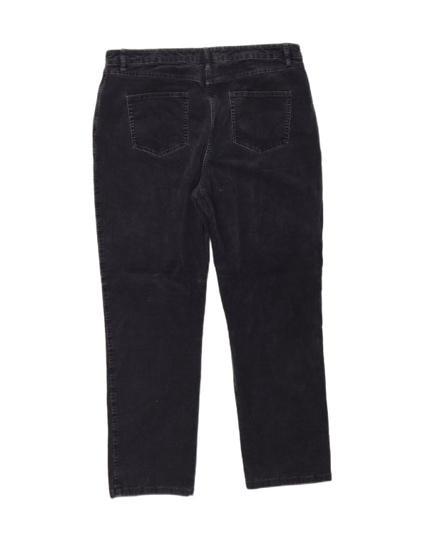Pantaloni in velluto a coste a vita alta Marks & Spencer da donna UK 18 XL W34 L27 Navy B