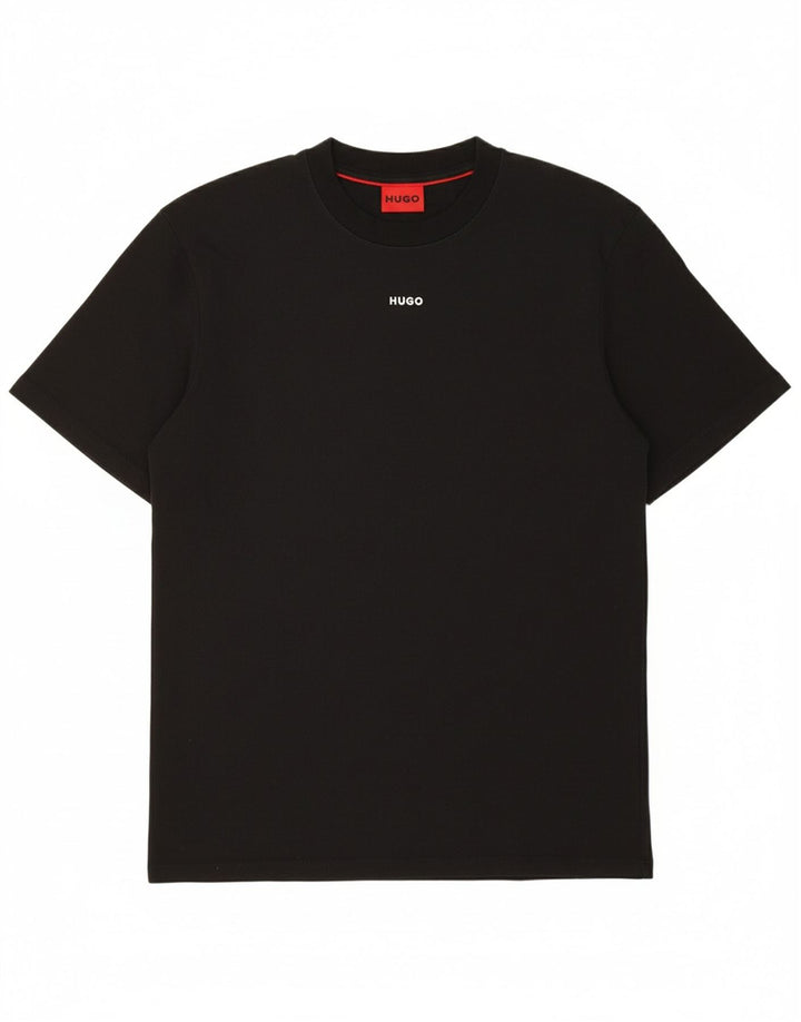 HUGO BOSS Mens T-Shirt Top Medium Black Cotton