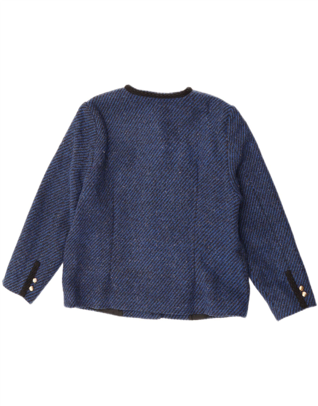 Giacca blazer da donna a 6 bottoni VINTAGE UK 14 gessato blu medio