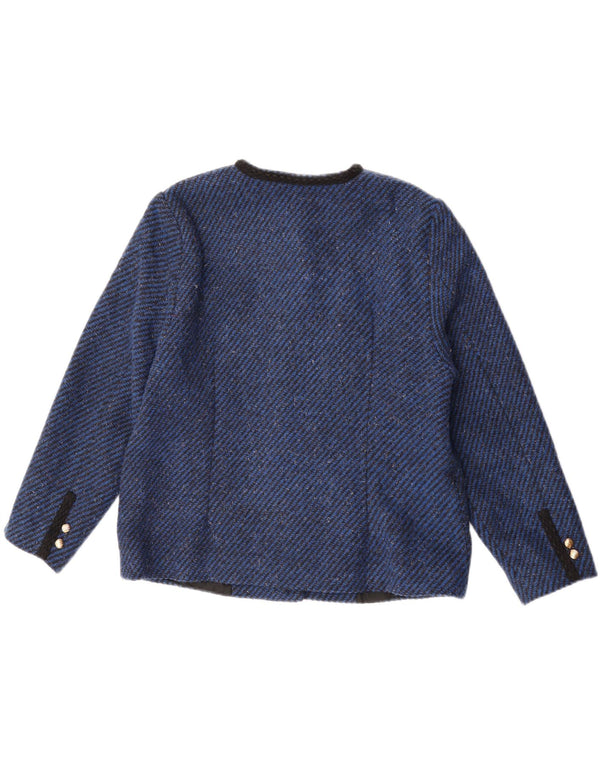 Giacca blazer da donna a 6 bottoni VINTAGE UK 14 gessato blu medio