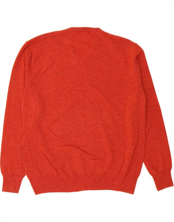 KAPPA Mens V-Neck Jumper Sweater Medium Orange Lambswool Vintage Kappa and Second-Hand Kappa from Messina Hembry 