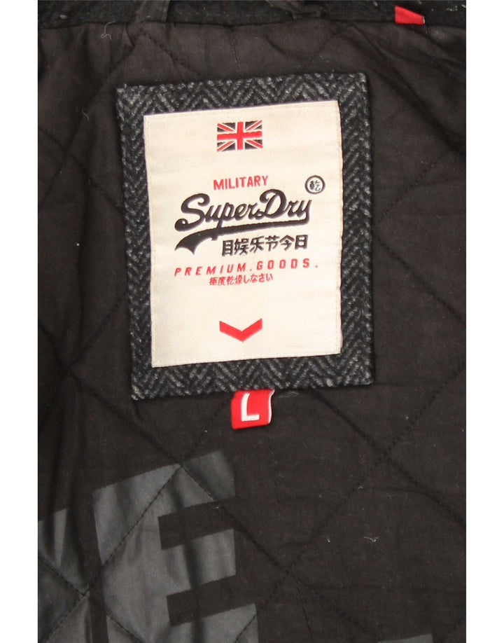 Cappotto da marinaio da uomo Superdry UK 40 grande lana a spina di pesce grigia