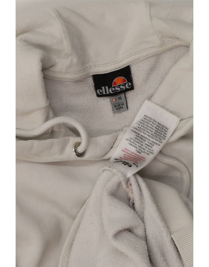 ELLESSE Maglione oversize con cappuccio da donna UK 16 Large Cotone bianco