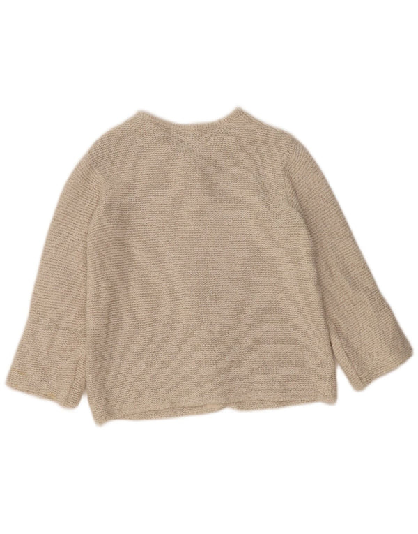 Maglione cardigan con maniche a 3/4 da donna Orvis UK 10 piccolo cotone beige
