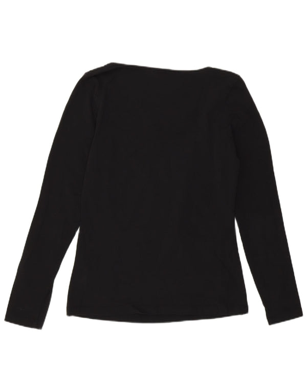 Top grafico da donna Calvin Klein manica lunga UK 14 cotone nero medio