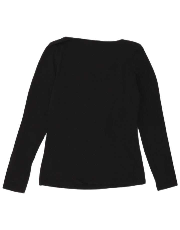 Top grafico da donna Calvin Klein manica lunga UK 14 cotone nero medio