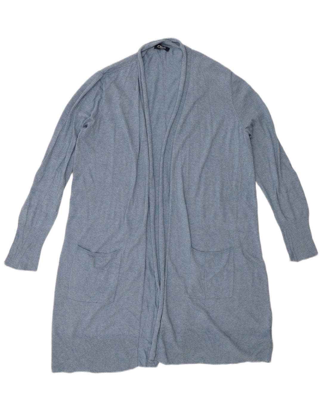 CHAPS Maglione cardigan aperto lungo da donna UK 16 grande cotone blu