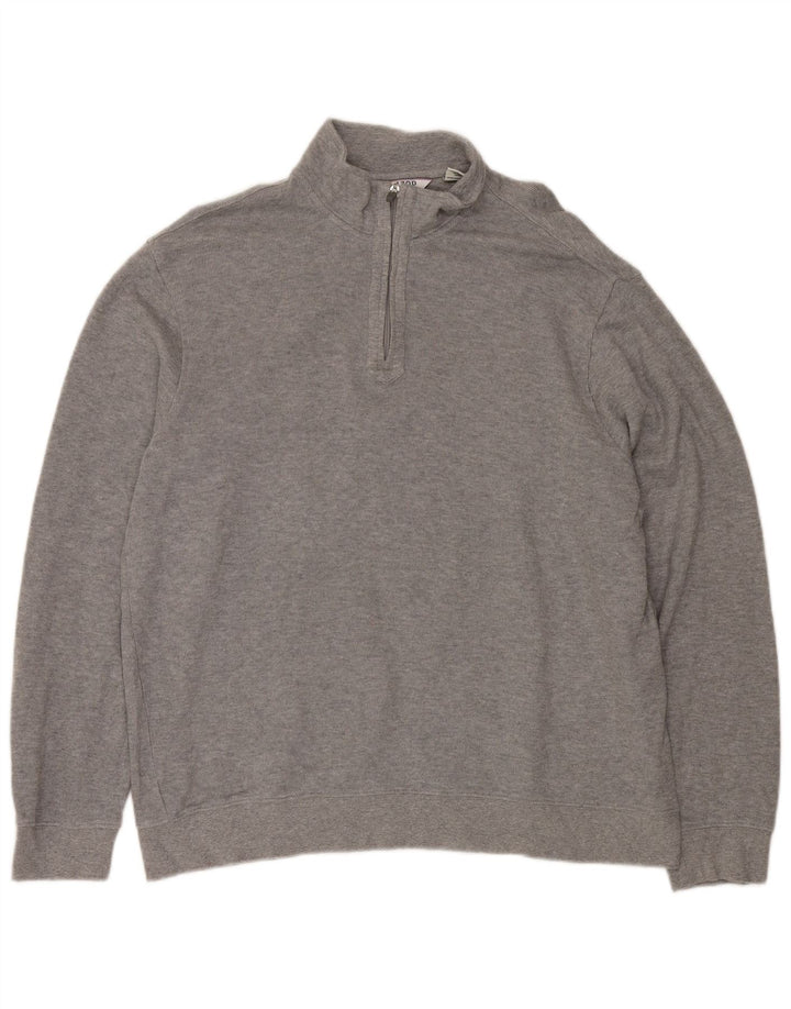 Maglione da uomo con zip e collo IZOD grande in cotone grigio