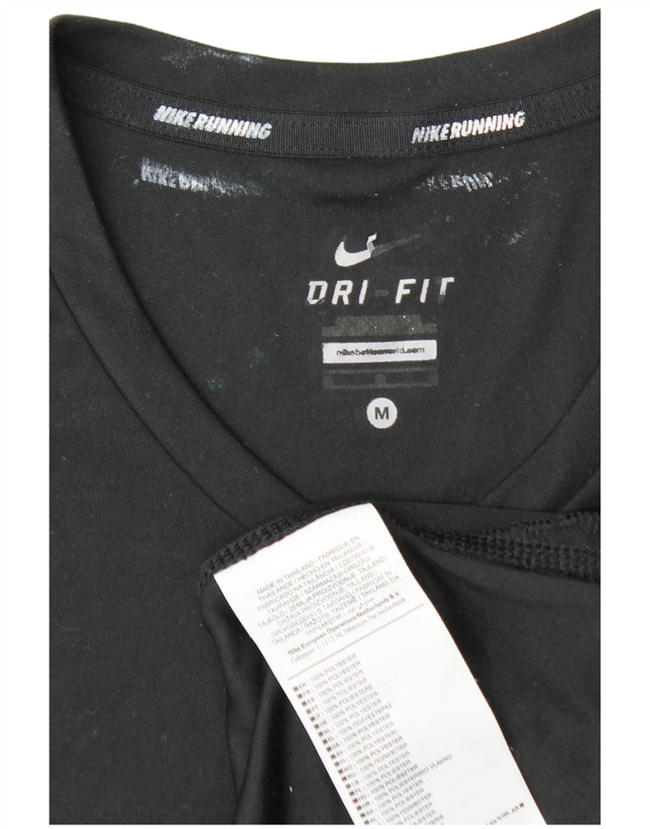 NIKE Mens Dri Fit T-Shirt Top Medium Black Polyester