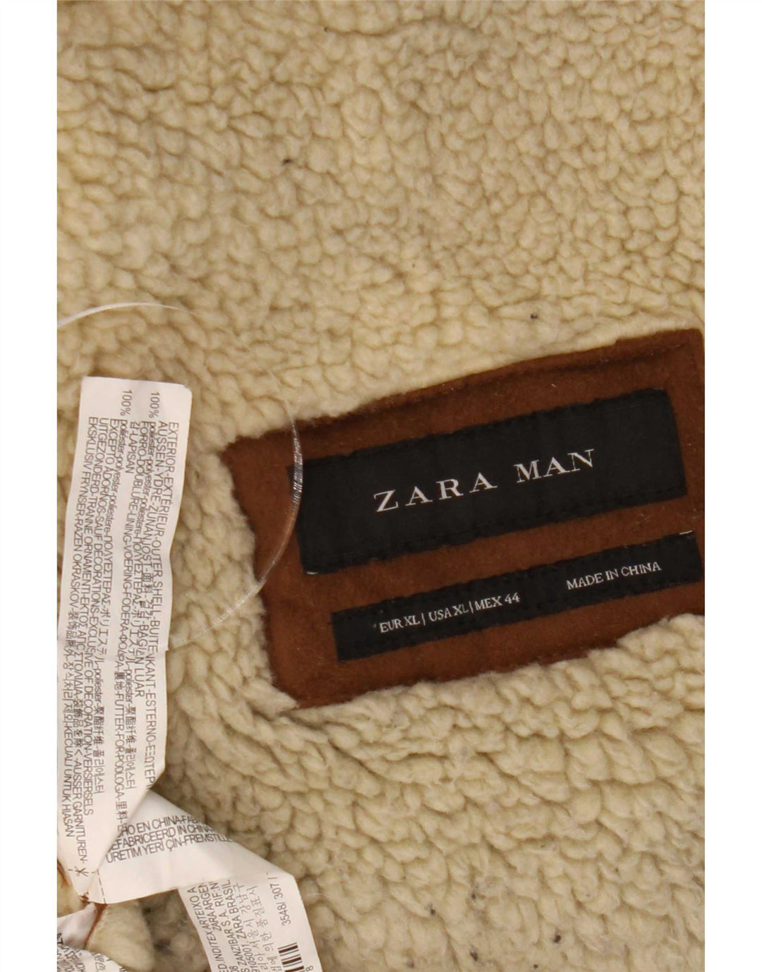 Giacca Sherpa da uomo Zara UK 42 XL Poliestere marrone