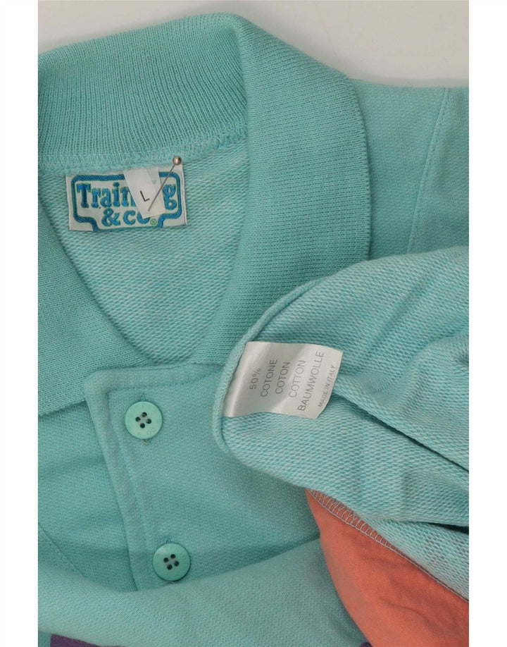 Felpa grafica vintage da uomo, maglione, grande, multicolore, color block