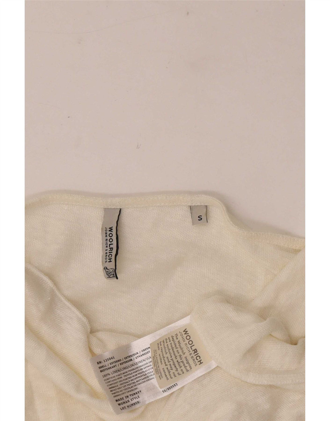 Woolrich Top da donna con maniche a 3/4 oversize con spalle scoperte UK 10 Small Bianco