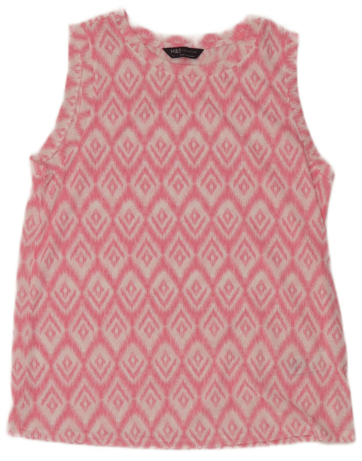 Camicetta senza maniche da donna Marks & Spencer UK 8 Small Poliestere Ikat rosa