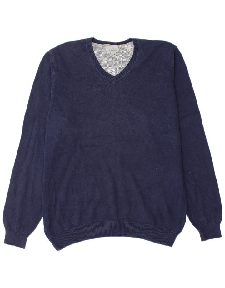 Maglione maglione con scollo a V vestibilità regolare da uomo Marks & Spencer blu navy medio