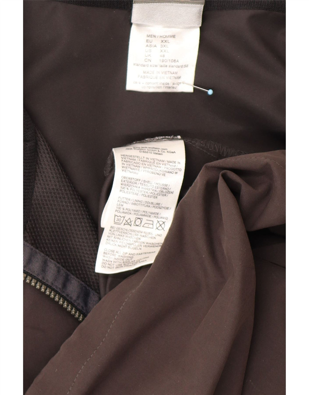 JACK WOLFSKIN Giacca antipioggia da uomo con cappuccio UK 48 2XL Poliestere nero