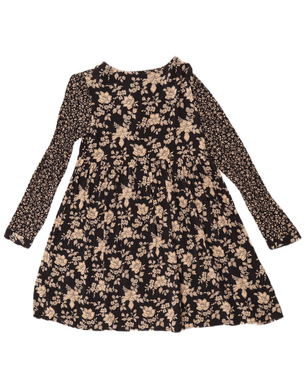 Vestito a trapezio per ragazze Zara a maniche lunghe 13-14 anni Nero floreale