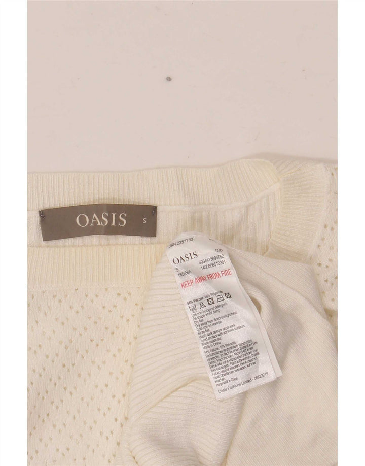 Oasis Maglione da donna oversize con scollo a barca UK 10 Piccolo in viscosa bianca