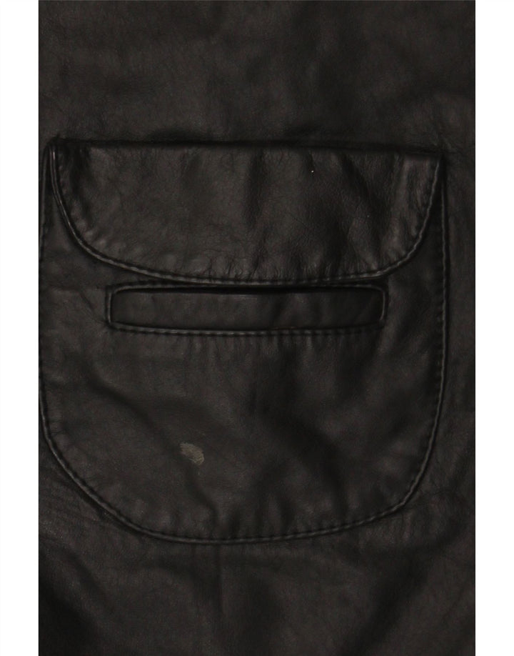 Gilet in pelle da donna vintage UK 14 medio nero