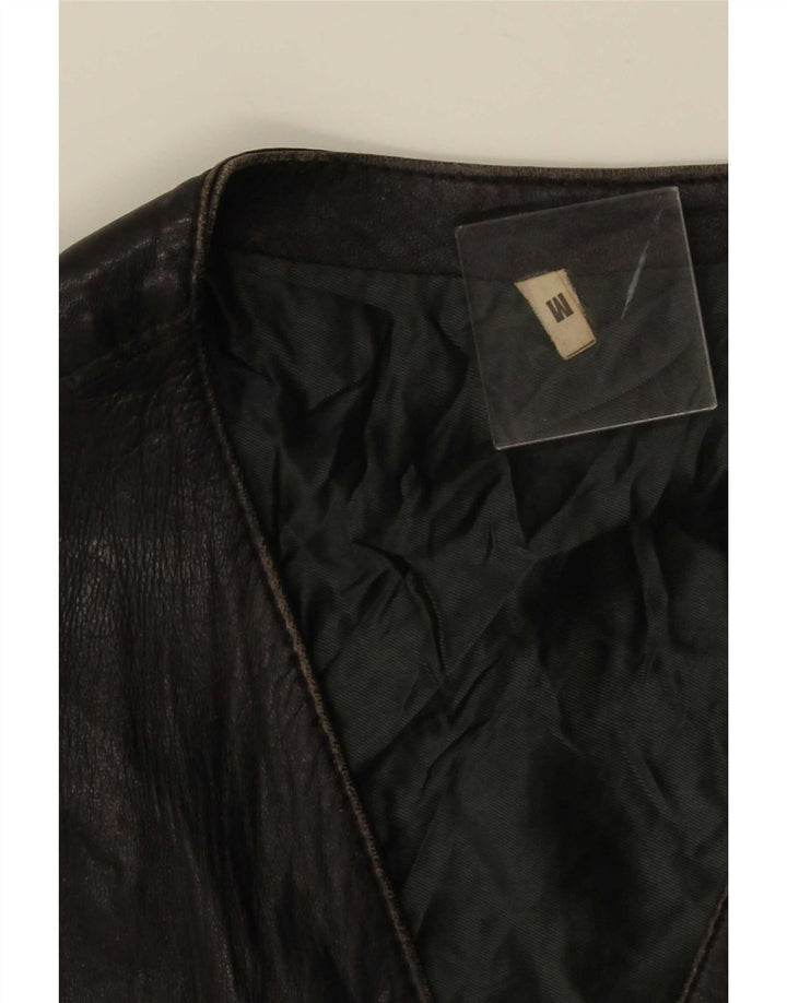 Gilet in pelle da uomo vintage medio nero